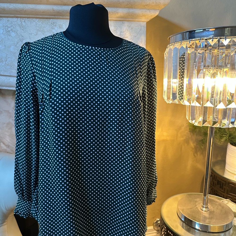 Elegant Green and White Polka Dot Blouse